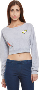 Miss Chase Casual Full Sleeve Printed Women's Grey Top
