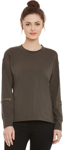 Miss Chase Casual Full Sleeve Solid Women's Green Top