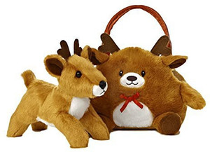 Aurora World Fancy Pals Toy Pet Carrier Plush, Reindeer - 8 inch