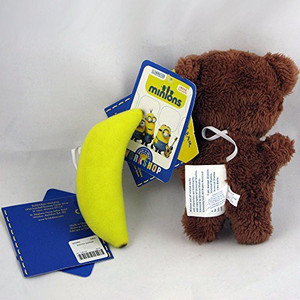 Build A Bear - Minion Movie - Tim Teddy Bear (Baby Bob'S Teddy) And Minion Banana Plush Stuffed Toy Accessory Set - 3 inch
