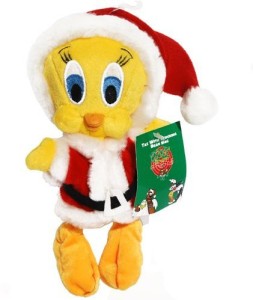 Warner Brothers Tweety Bird Santa - Warner Bros Bean Bag Plush  - 8 inch