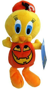 Halloween Plush Tweety Halloween Jack-O-Lantern Pumpkin - Warner Bros Bean Bag Plush - 8 inch