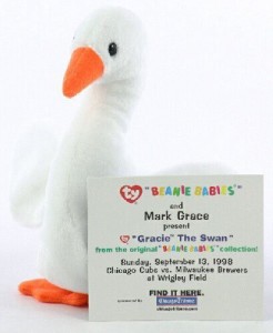 Full 90 Sports Commemorative Card, Beanie Baby, Ticket Stub - Gracie The Swan  - 2 inch