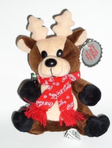 Coca-Cola Collectible Bean Bag Plus -Reindeer In Snowflake Scarf, Style #0142  - 6 inch