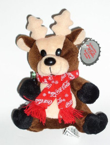 Coca-Cola Collectible Bean Bag Plus -Reindeer In Snowflake Scarf, Style #0142 - 6 inch