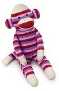 Sock Monkey Russ Berrie Striped Plush  - 12 inch