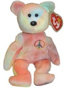 Ty Beanie Babies - Peace The Bear - e Died - Retired - 2.3 inch