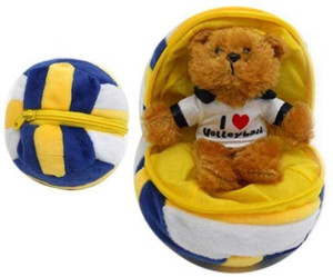 Plushland Round Zippered Volleyball Bear - 3.3 inch
