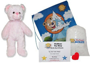 Stuffems Toy Shop Make Your Own Stuffed Animal Traditional Teddy Bear Kit - No Sew - With Cute Backpack! - 4 inch