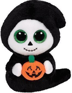 Ty Beanie Babies Halloween Ghosts Grimm With Scythe And Treats With Pumpkin Set Of 2 Scary Friends - 2.7 inch