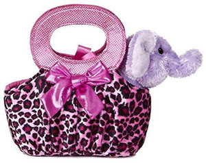 Aurora World Fancy Pals Plush Toy Pet Carrier, Elephant Jungle Pop - 8 inch