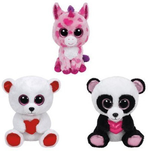 Ty Beanie Boos Sugar Pie Cuddly Bear Cutie Pie Plush Set Of 3 - 3.3 inch
