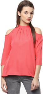 The Bebo Casual 3/4th Sleeve Solid Women's Pink Top