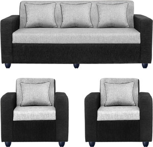 Bharat Lifestyle Fabric 3 + 1 + 1 Black Sofa Set