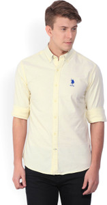 U.S. POLO ASSN. Men Solid Casual Yellow Shirt Buy USPA YELLOW