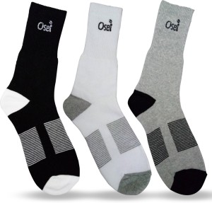 OSEL Men & Women Striped Crew Length Socks