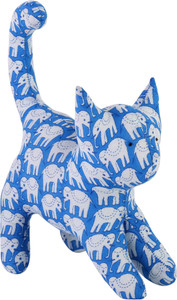 JaipurSe Handmade Hand Block Printed Fabric Kitten/Cat Plush Toy/Soft Toy/Stuffed Toy For Baby & Kids - 7 inch