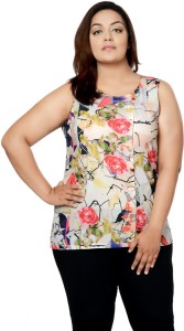 CALAE Casual Sleeveless Floral Print Women Multicolor Top