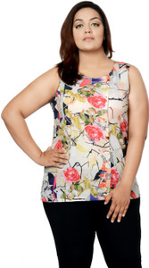 CALAE Casual Sleeveless Floral Print Women Multicolor Top