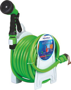 AquaHose Household Water Hose Reel Green 7.5mtr (12.5mm ID) (Fixed Type) Hose Pipe