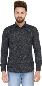 Being Fab Men's Geometric Print Casual Black Shirt
