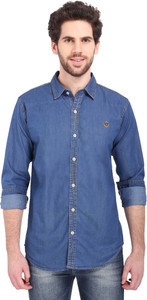 Bombay Casual Jeans Men's Solid Casual Denim Blue Shirt