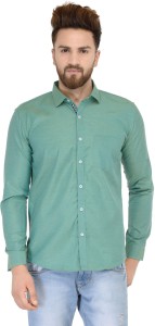 Being Fab Men's Geometric Print Casual Green Shirt