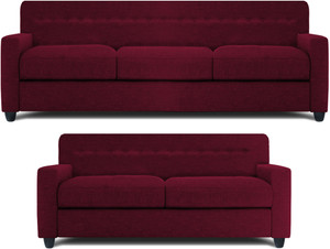 Dolphin Solitaire Fabric 3 + 2 Maroon Sofa Set