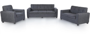 Furnicity Fabric 3 + 2 + 1 Grey Sofa Set