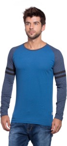 Alan Jones Solid Men's Round Neck Blue, Grey T-Shirt