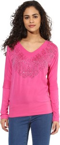 Texco Party Full Sleeve Embellished Women's Pink Top