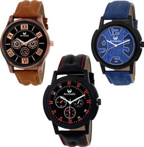 Armado AR-111484 Combo Of 3 Stylish Analog Watch - For Men
