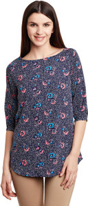 Ruhaan's Casual 3/4th Sleeve Floral Print Women's Multicolor Top