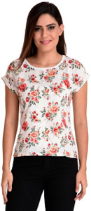 BuyNewTrend Casual Cap Sleeve Floral Print Women's Multicolor Top