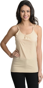 @499 Casual Noodle strap Solid Women's Beige Top
