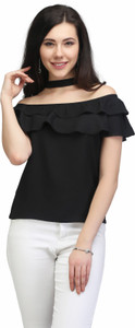 Eavan Casual Sleeveless Solid Women Black Top