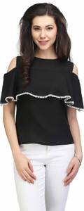 Eavan Casual Sleeveless Solid Women Black Top