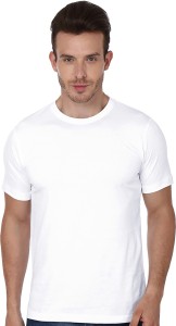 STYLE US Solid Men & Women Round Neck White T-Shirt