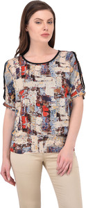 SVT ADA COLLECTIONS Casual Half Sleeve Solid Women's Beige Top