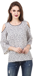 CurvyQ Casual 3/4th Sleeve Floral Print Women's White Top