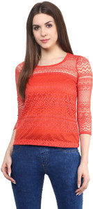 Mayra Party 3/4th Sleeve Solid Women's Pink Top