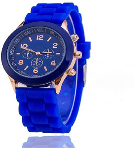 Tick Tock Chronograph Dial Design Blue Strap Analog Watch - For Women
