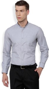 Mark Taylor Men's Solid Casual Grey Shirt