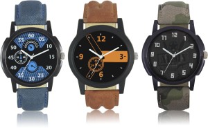 Spinoza Brown blue army pattern attractive pack of 3 watches for boys Analog Watch  - For Men