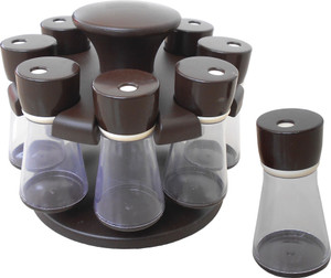wcse 8-Jar Revolving Spice Rack Masala Box - 110 ml Plastic Spice Container