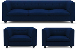 adorn homez flamingo fabric 3 + 1 + 1 navy blue sofa set