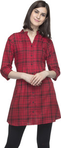 One Femme Checkered Women Tunic