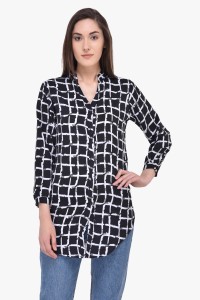 Mayra Women's Checkered Casual Black Shirt
