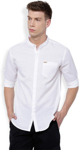 Locomotive Men's Solid Casual White Shirt