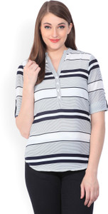 Tokyo Talkies Casual 3/4th Sleeve Printed Women's Dark Blue Top